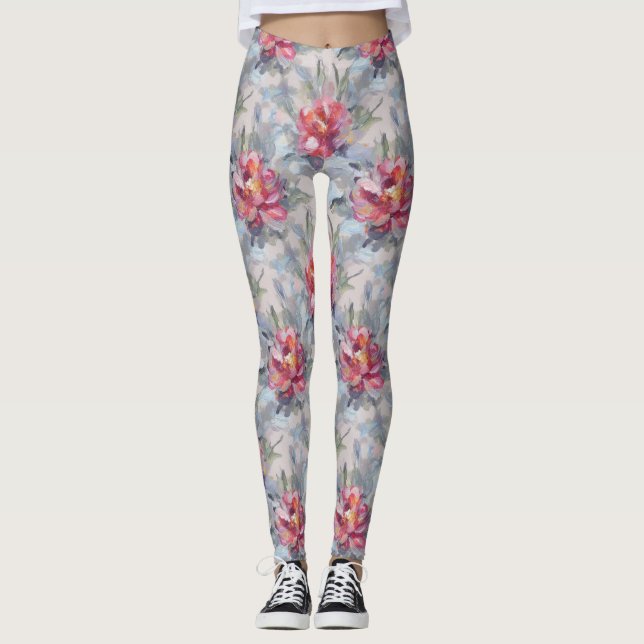 Legging Floral Abstract Paint Pattern – Artistic Modern  (Frente)