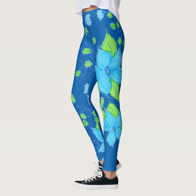 Legging Floral Azul Claro (Esquerda)
