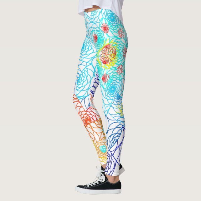 Legging Floral Azul e Vermelho (Esquerda)