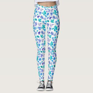 Legging Floral Blue Flowers Pattern Design- 36566