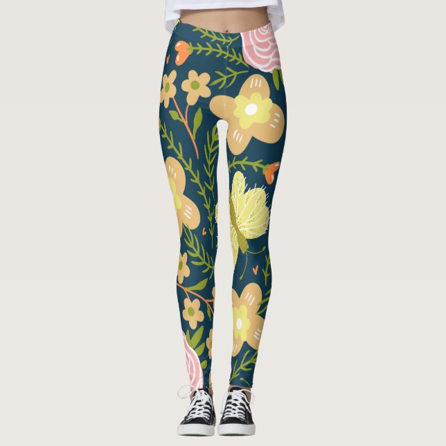 Legging Floral, Borboleta E Sem Glamor Elegante (Frente)