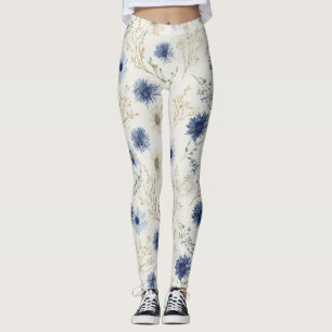 Legging Floral Branco Azul