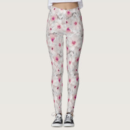 Legging Floral branco e rosa delicado