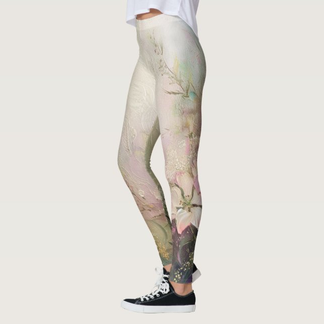 Legging Floral Branco Rosa Tropical (Esquerda)