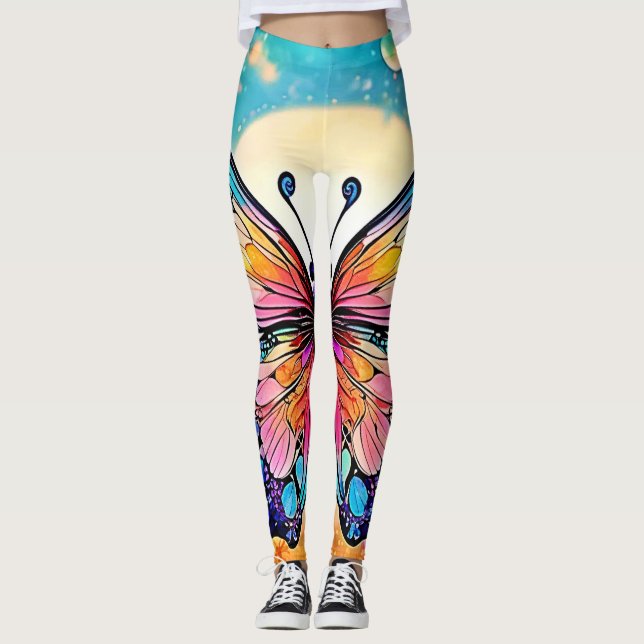 Legging Floral Butterfly Art Design (Frente)