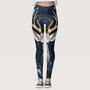 Legging Floral Celestial Gótico de Meia-Noite do Cervo