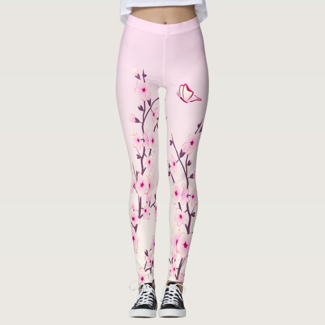 Legging Floral Cherry Blossoms Rosa Girly (Frente)