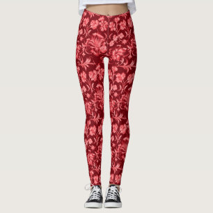 Legging Floral cor-de-rosa retrorreflector em Maroon