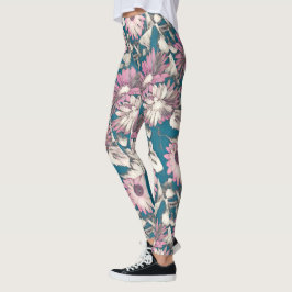 Legging Floral corajoso Funky no rosa e nas caneleiras da