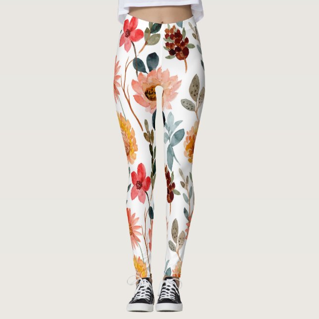 Legging Floral de aquarela (Frente)