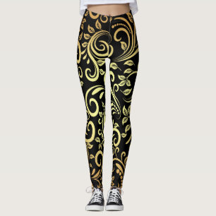 Legging floral de ouro