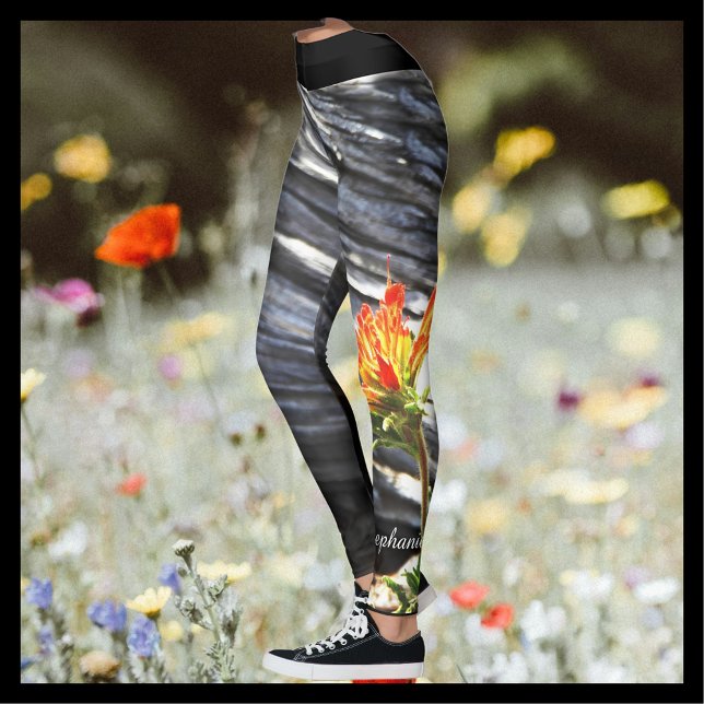Legging Floral de pincel indiano com nome personalizado (Criador carregado)