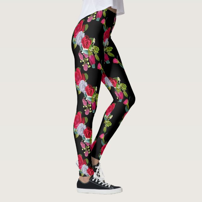 Legging floral de rosa vermelha (Direita)