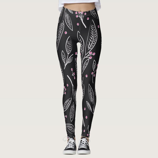 Legging Floral Desenho Da Mão: Design sem costura (Frente)