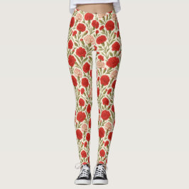Legging Floral do Cravo Vermelho Botânico