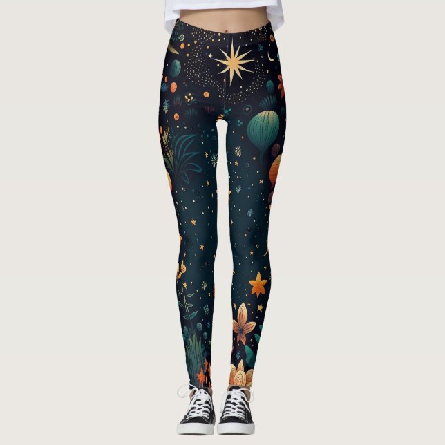 Legging Floral e Estrelas da Noite (Frente)