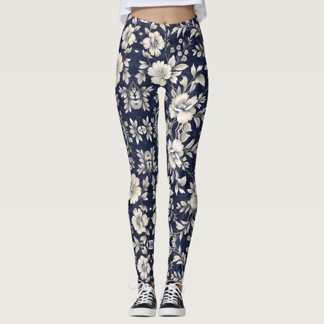 Legging Floral em Azul (Frente)