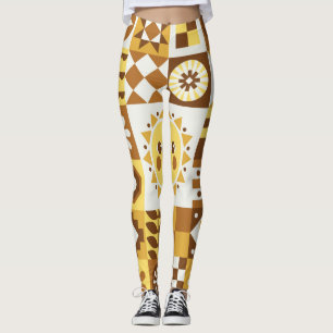 Legging Floral escandinavo: Abstrato Vintage Card.