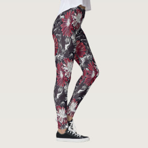 Legging Floral Funky em vermelho e preto corajosos