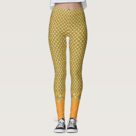 Legging Floral Geométrico Retro Laranja