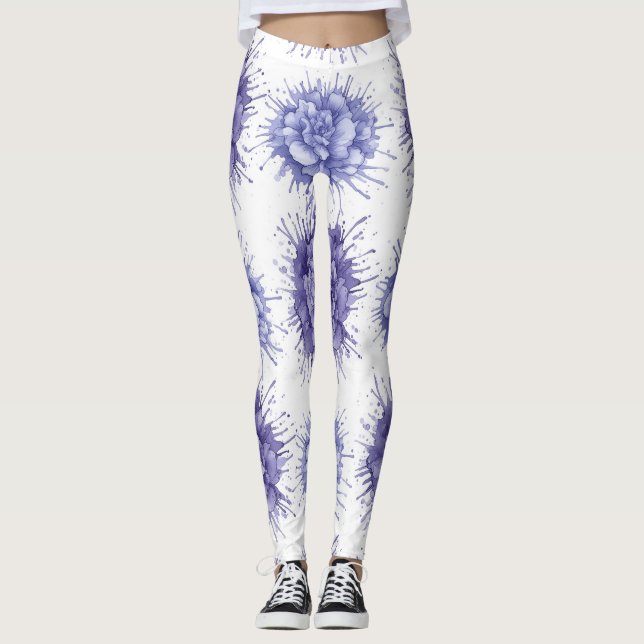 Legging Floral Ink Splash Pattern – Abstract Botanical  (Frente)