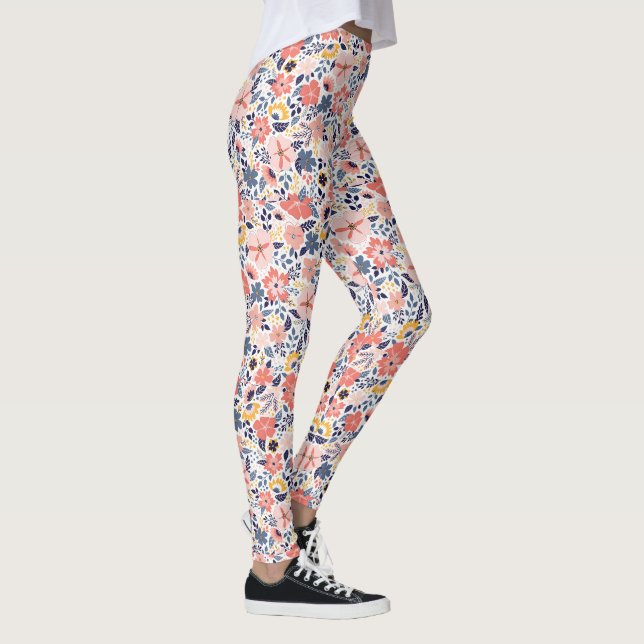 Legging Floral Invisível Belo Padrão Vintage Blossom (Direita)