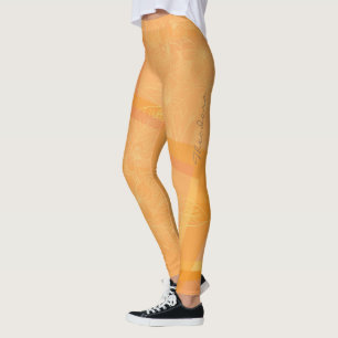 Legging Floral Laranja Dourado abstrato