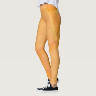 Legging Floral Laranja Dourado abstrato