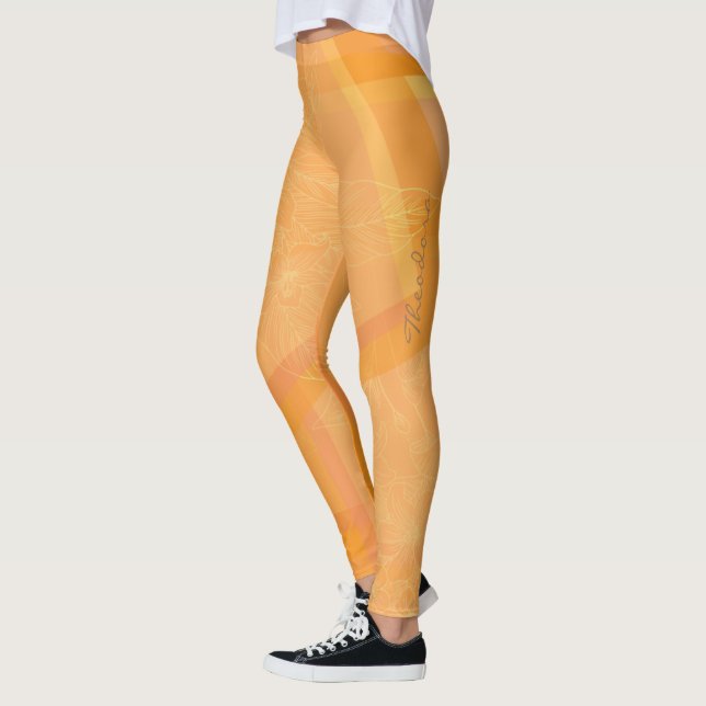 Legging Floral Laranja Dourado abstrato (Esquerda)