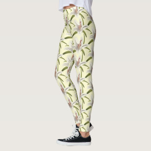 Legging Floral Lillies Cream Na moda