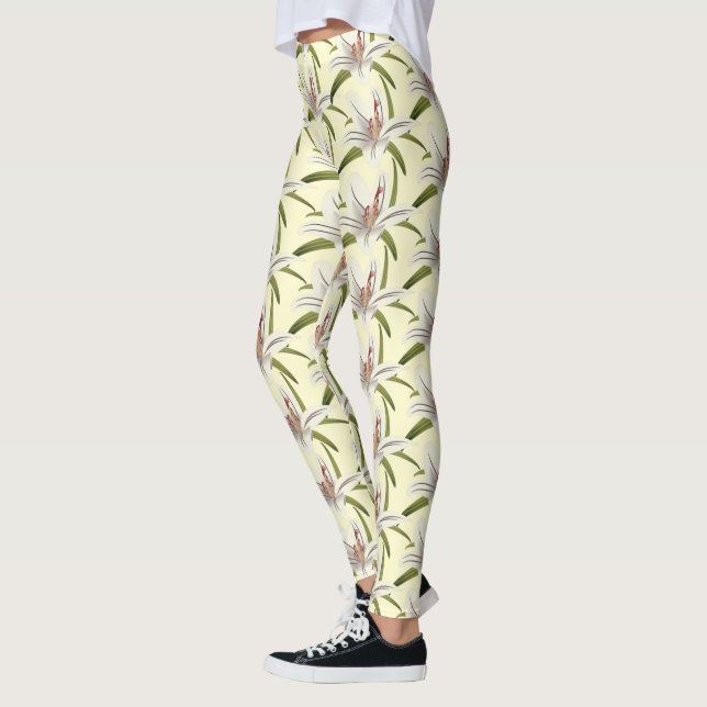 Legging Floral Lillies Cream Na moda (Esquerda)