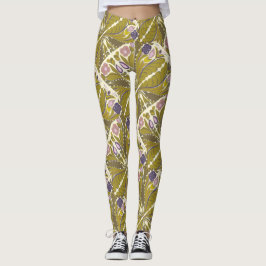 Legging Floral Mandala, cor-de-rosa-azeitona mudo e roxo
