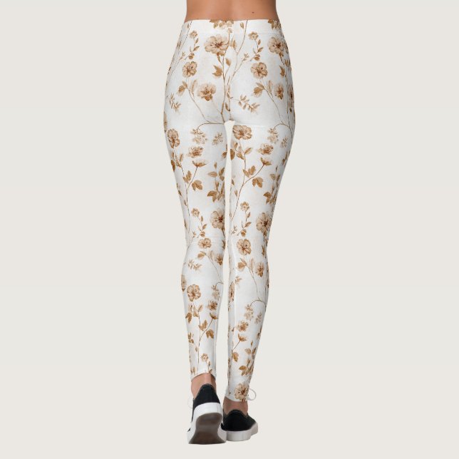 Legging Floral Marrom Creme Romântico (Verso)