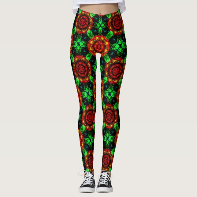 Legging Floral Modern Boho Elegant Abstract Pattern #504 (Frente)