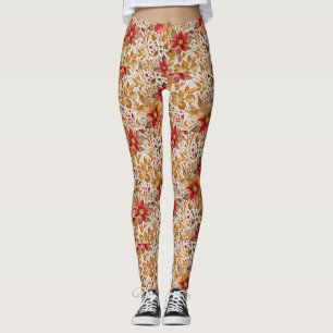 Legging Floral Moderno de Cobre e Ouro