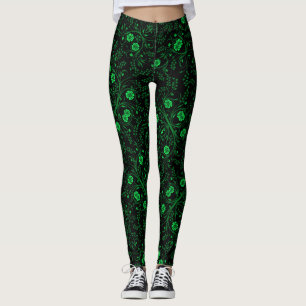 Legging Floral pattern.01.FR.Green Black BG