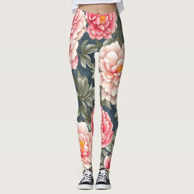 Legging Floral Pattern Peony Flowers (Frente)