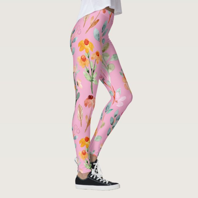 legging floral peônia em aquarela pastel (Direita)