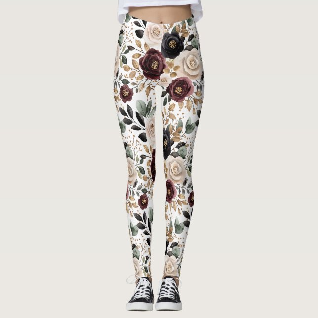 Legging Floral Preto da Creme (Frente)