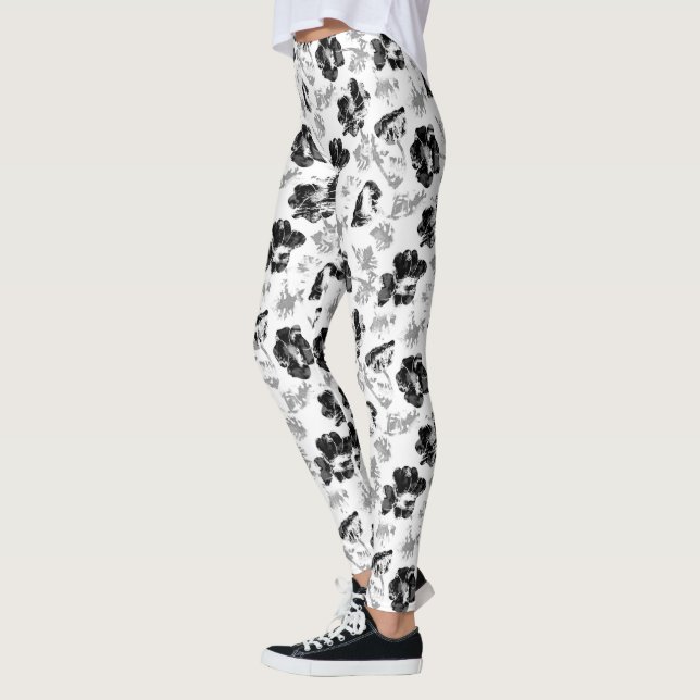 Legging Floral, preto e branco (Esquerda)