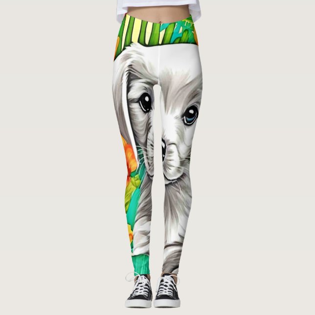 Legging Floral Puppy Art (Frente)