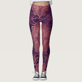 Legging Floral Purple Rosegold Arte AI