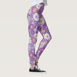 Legging Floral púrpura, amarela e magenta