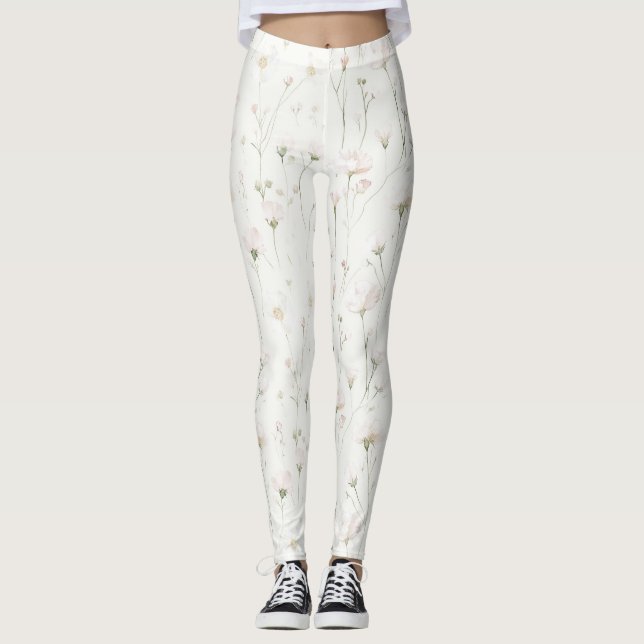 Legging Floral Rosa Bege Bonito (Frente)