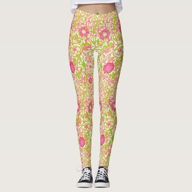 Legging Floral Rosa e Verde (Frente)