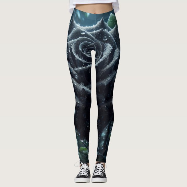 Legging Floral Rosa preto (Frente)
