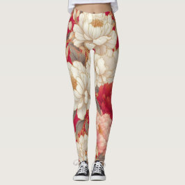 Legging Floral rustic vintage elegante vermelho