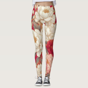 Legging Floral rustic vintage elegante vermelho