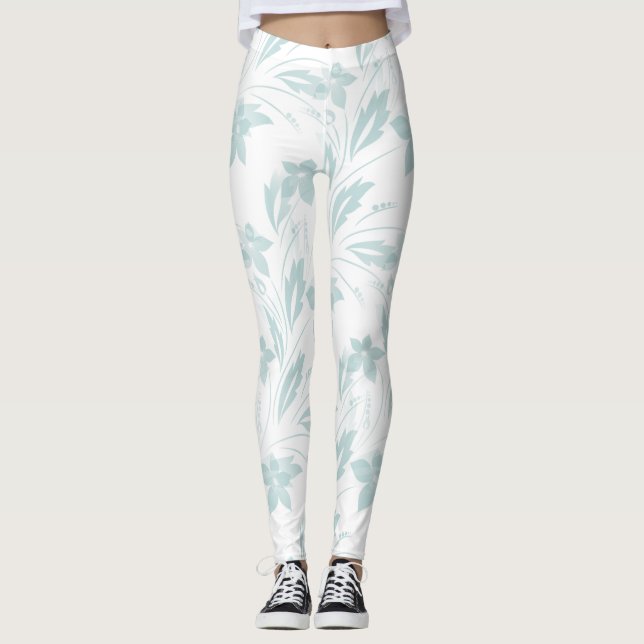 Legging Floral sutil em Blues (Frente)
