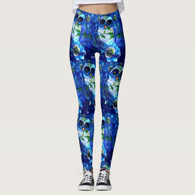 Legging Floral Verde Azul-Abstrato (Frente)